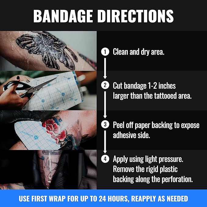 Saniderm Tattoo Recovery Bundle (3 items) – Aftercare Bandage Roll (10.2 in x 2 yd) + Foaming Soap (1.7oz) + Aftercare Balm PLUS+ (0.6 oz)