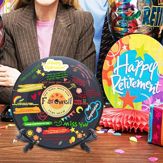 Farewell Guest Book Alternative Signature Vinyl Record Congrats, Retirement Party Vinyl Record Guest Book Supplies Decorations Going Away Gifts for Men Women, We Will Miss You Farewell Party(Orange)