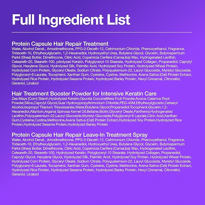 FROMLABS Hair Repair Trio – Protein Capsule Hair Repair Treatment (6.76 fl oz) + Intensive Keratin Booster Powder (8 Pack) + Protein Capsule Leave‑In Treatment Spray (5.07 fl oz)