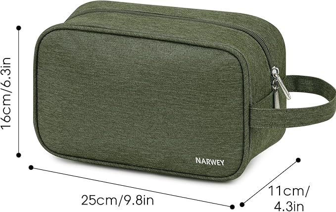 Narwey Travel Toiletry Bag for Women Traveling Dopp Kit Men Travel Bag for Toiletries Cosmetic Bag Makeup Bag Medicine Bag for Traveling (Army Green)