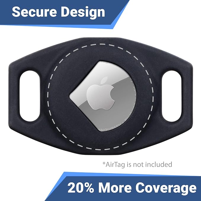 GoTags Personalized AirTag Dog Collar Holder, Engraved Tracker Case for Pet Collar, Custom Text with Phone Number, Slide On Tag for GPS Nameplate, Track Dogs with Apple iPhone, 4 Colors (Small)