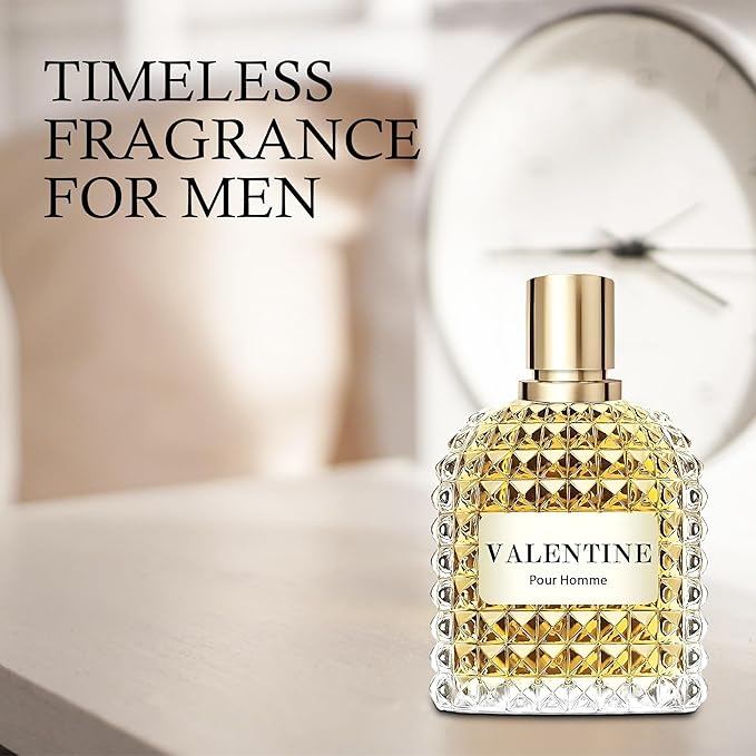 A CENTER Valentine Pour Homme Men Cologne 3.4 Fl Oz Eau de Parfum Natural Spray Long Lasting Cedarwood, Mimosa Fragrance for Men Daily Used