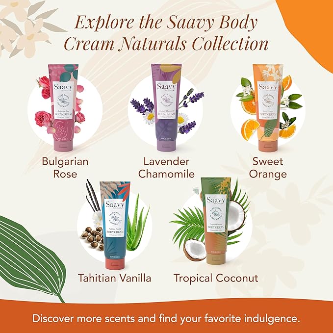 Saavy Naturals Deeply Hydrating Body Cream for Dry Skin – Nourishing Shea Butter, Plant-Based & Sustainably Sourced – Sweet Orange – 8.5 fl oz, 2 pack
