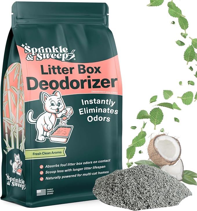 Sprinkle & Sweep: Litter Box Deodorizer - 8oz Bag - Cat & Kitten Home Odor Neutralizer, Ultra-Absorbent Formula, Non-Toxic & Safe, Pet Smell Control