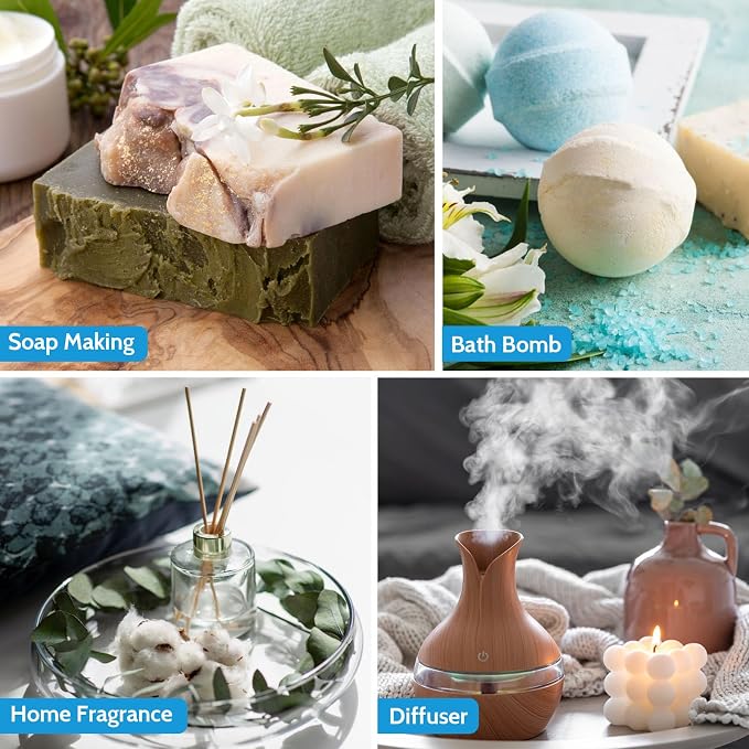 Essential Oils Set, Clean Scents Fragrance Oil Essential Oils for Diffuser Aromatherapy - Fresh Linen, Extra Clean, Warm Cotton, Soft Powder, Pure Soap, Eucalyptus Peppermint, 6x10ml