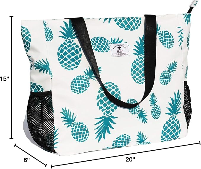 ESVAN LARGE BEACH BAG Water Resistant Lightweight 20 inch Women Oversize Tote Bag for Gym Beach Travel Pool Yoga Nurse