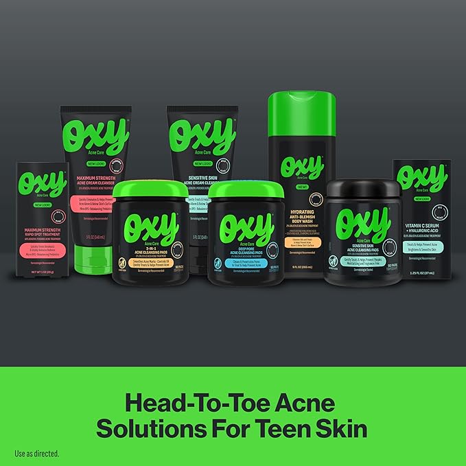 Oxy Stubborn Acne Anti-Blemish Body Wash For Teens, 2% Salicylic Acid, Hydrating Face & Body Wash Clears & Prevents Breakouts, Fast-Acting Acne Treatment, Dermatologist Recommended, 9 fl oz