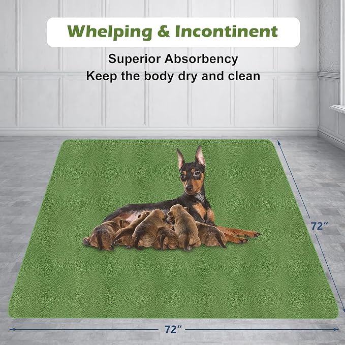 Washable Pee Pads for Dogs 72"x72" Reusable Dog Pads Extra Large Upgrade Non-Slip Dog Pee Pads Heavy Absorbency Puppy Pee Pads Quick Dry Whelping Pads/Waterproof Puppy Training Pad