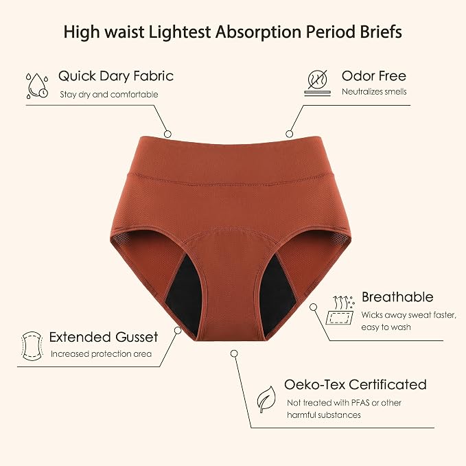 Period Underwear for Women 3 Layers Breathable Menstrual Period Panties