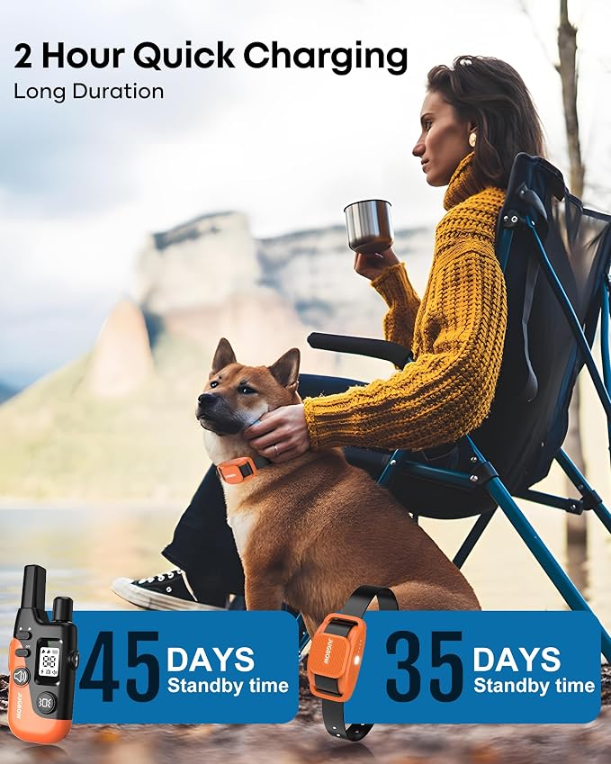 Dog Training Collar - 4200FT Remote Dog Collar for Small Medium Large Dogs, LED Light Electric Collar with Beep/Safe Static/Vibration Modes, IPX8 Waterproof Rechargeable Ecollar(Orange)