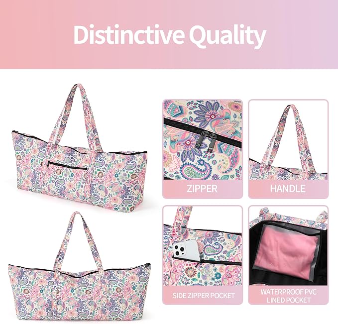 Boulder Bee | Yoga Mat Bag | Large Yoga Mat Carrier with Wet Pocket | Yoga Gifts | Gym Tote Bag for Women