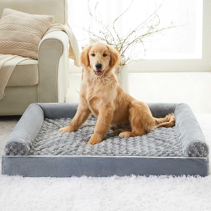 BFPETHOME Orthopedic Washable Dog Beds Large Sized Senior Dog for Comfy Sleeping with Removable Cover, Waterproof Big Soft Pet Couch Bed for Dogs Relax (Pack of 2)