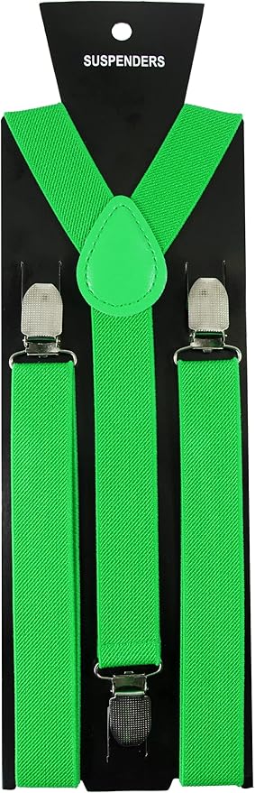 JEMYGINS Solid Color Mens Suspender with 3 Strong Clips Adjustable Braces