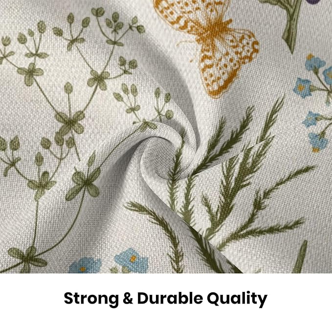 AEIOAE Spring Pillow Covers 22x22 Inch Set of 2,Sage Green Wild Flower Plant Throw Pillows Case,Seasonal Floral Outdoor Decorative Square Linen Farmhouse Decor Cushion Covers for Home Sofa Bed Couch