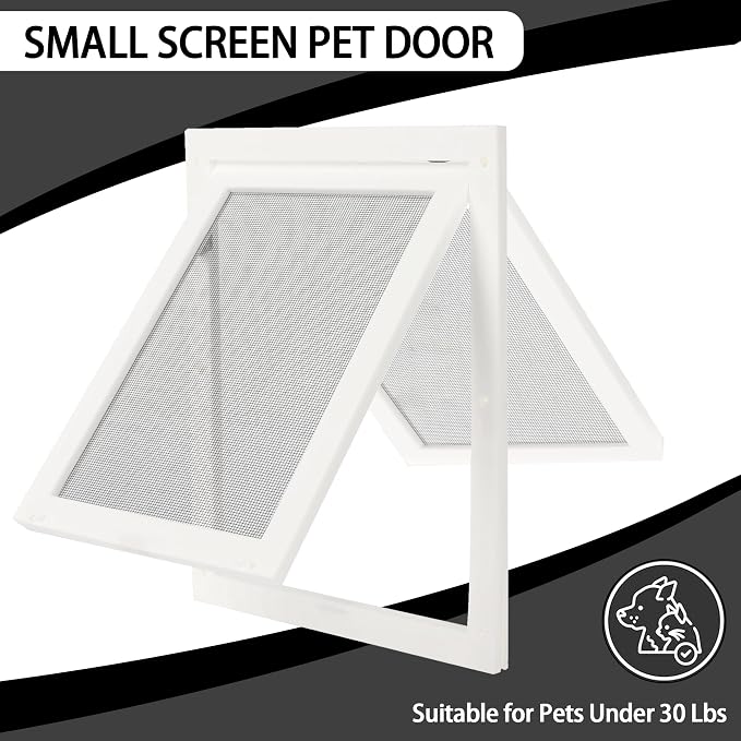 TonGass 7.87" x 9.84" Pet Screen Door Flap Fits Dogs & Cats Under 30 Lbs | Small Dog Doors Flaps, Cat Screen Window Door Flap for Exterior Porch Screen and Window Screen - White