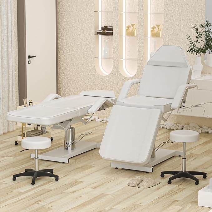 Hydraulic Facial Chairs for Esthetician Bed with Stool Height Adjustable Tattoo Chair for Client Spa Esthetician Aesthetic Treatment