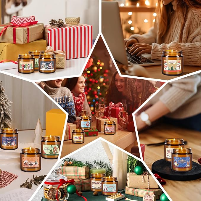 12 Pack Christmas Scented Candle Gift Set, Jar Candle Set (3.5 oz) | Premium Natural Soy Wax Candle,Clean-Burning & Long-Lasting,The Ultimate Christmas Gift & Holiday Decor