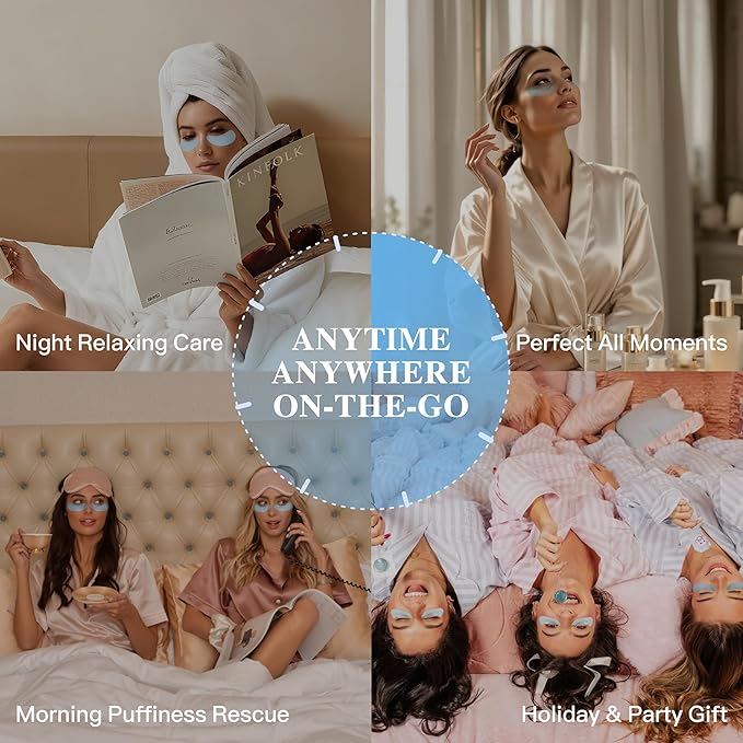 Deep Blue Firming Under Eye Patches for Women - Dark Circle Reduction & Radiance boosting & Skin Resilience Support. Visibly Fades to Clear in 40 Mins, Fully Absorbed in 3Hrs. Blue, 60 Pairs.