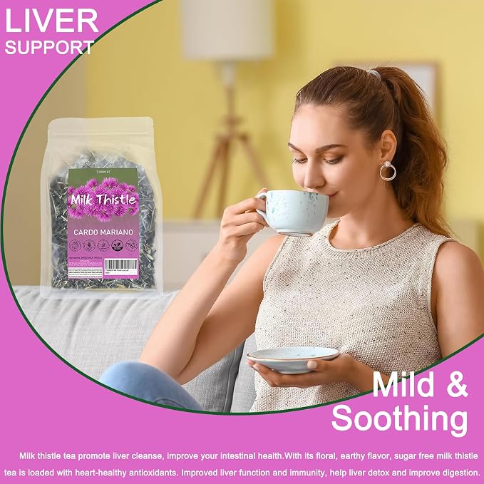 Milk Thistle Tea Loose Leaf, Cardo Mariano Milk Thistle Dried Herb 7oz | Milk Thistle Loose Leaf, Raw, Dried Herb, Wildcrafted, Milk Thistle Loose Tea Herbal for Liver, Caffeine-Free