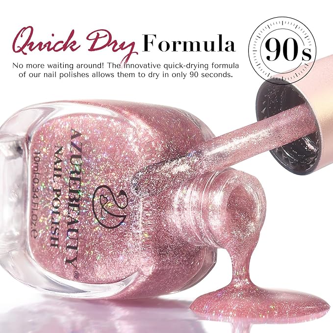 AZUREBEAUTY Cat Eye Nail Polish no Gel Fast Drying Pink Shimmer 2 Colors 10ml Natural Nail Lacquer High Shine DIY Salon Home Women Gifts