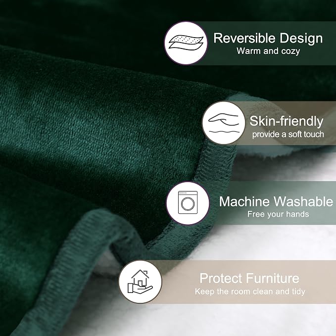 gogobunny Waterproof Bed Blanket, Reversible Sherpa Fleece Throw Blanket for Dog Puppy Cat, Furniture Cover Protects Bed Couch Sofa from Liquid Pee and Pet Fur (Forest Green, 25x35 inches)