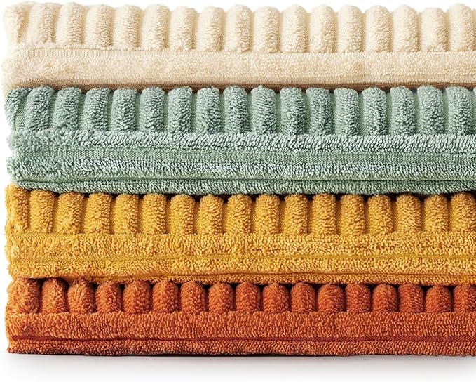 MIULEE Fall Teal-Orange Decorative Throw Pillow Covers 16x16 Inch Set of 4 Boho Corduroy Striped Cushion Cases Modern Farmhouse Patchwork Pillow Cases for Couch Sofa Bedroom Home Decor