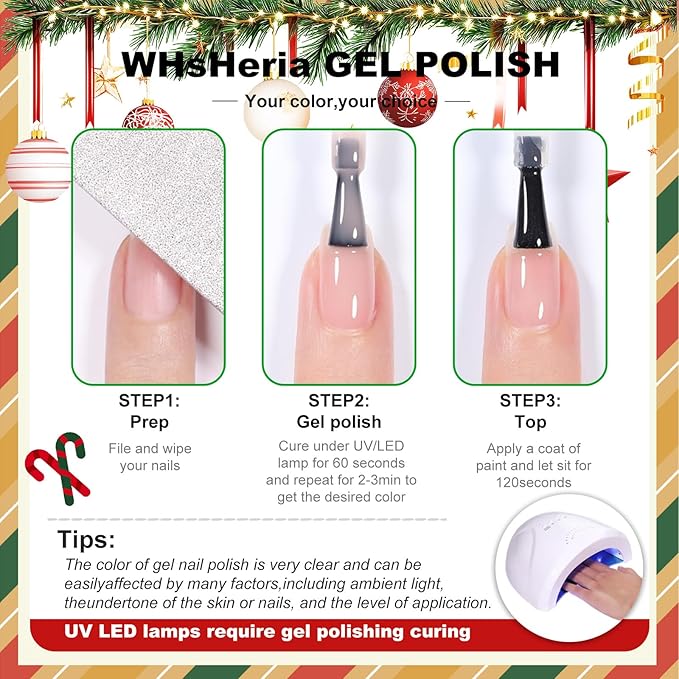 Red Christmas TPO Free Gel Nail Polish Set,6pcs 10ml red gold Green Glitter Sparkle Winter Long-lasting Soak Off UV Light Cure Gel Polish Kit for Salon and as a Gift for Daily Life at Home