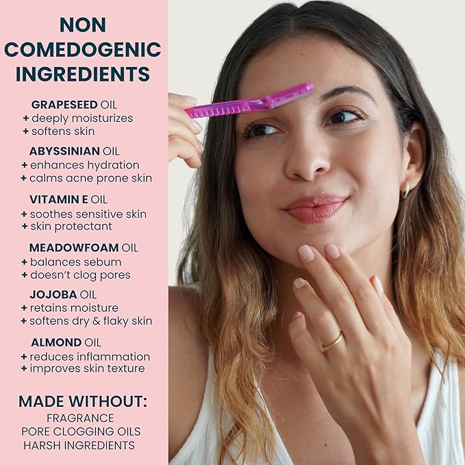 Non Comedogenic Dermaplane Oil for Sensitive Skin - Unscented Face Shaving Oil for Women - Safe for Acne Prone Skin - Non Irritating & Non Greasy Face Oil for Dermaplaning Tool & Razors, 4oz by Ouiloe