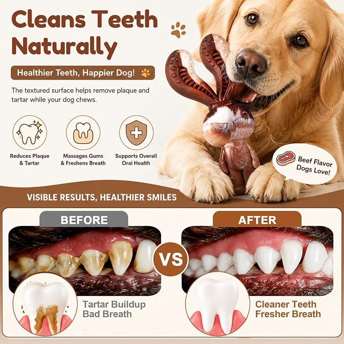 Indestructible Dog Toys for Aggressive Chewers, Tough and Durable Chew Toys for Large Medium Dogs, Interactive Dog Chew Toys to Keep Them Busy (E Rabbit+Crab)