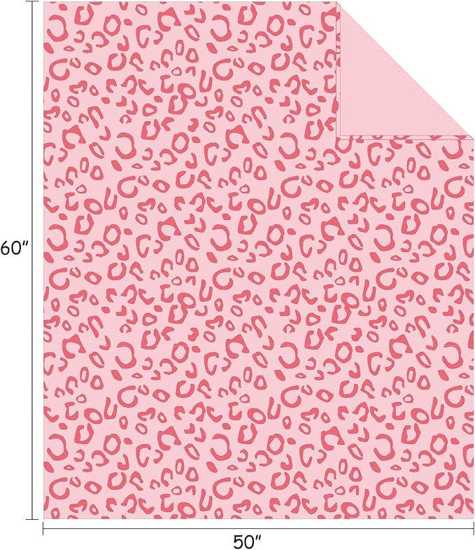 Pink Throw Blanket Leopard Print Blanket Valentines Day Blanket Gifts for Women Lover Girls Flannel Fleece Cheetah Print Cute Plush Throw for Couch, 50"X60"