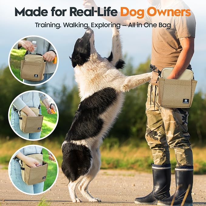 Dog Treat Pouch for Training, Magnetic Dog Walking Bag and Fanny Pack
