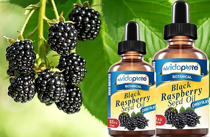 MYVIDAPURE BLACK RASPBERRY SEED OIL 100% Pure VIRGIN UNREFINED for Face, Body, Hair, Lip Care, Nails (1 Fl Oz)