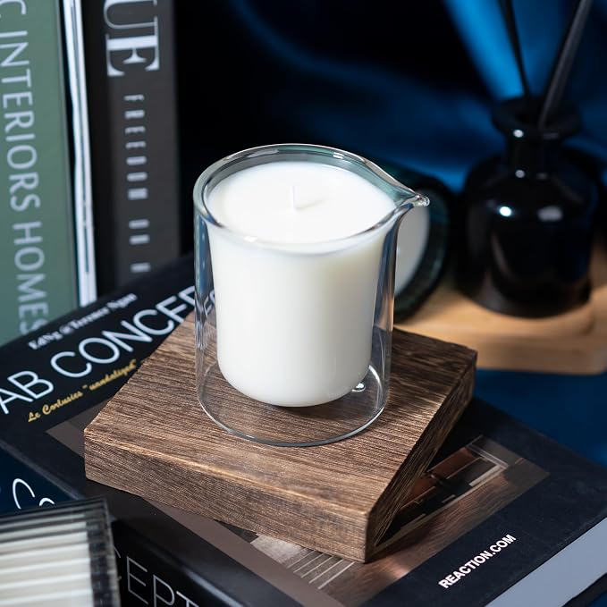 Soy Massage Oil Candle, 6.5 OZ Beautiful Double Layer Glass Low Temp Vanilla, Moisturizing Essential Oils Body Massage for Home & Spa, Intensive Skin Treatment Candles (Vanilla)