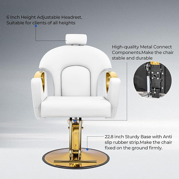 Barber Chair Reclining Styling Salon Chair for Hair Stylist Height Adjustable 360 Swivel Hair Chair for Home Barbershop
