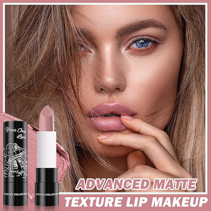 3PCS Matte Light Pink Lipstick Nude Lip Gloss Non-Stick Cup Velvet Lip Stain Long Lasting Matte Lipstick for Women Nude Lip Makeup