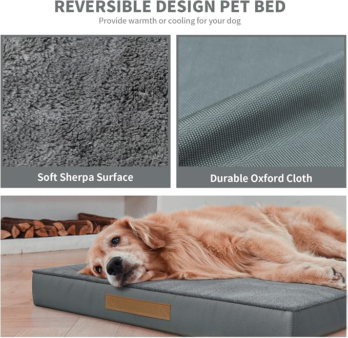 Waterproof Orthopedic Outdoor Dog Bed XL for Extra Large Dogs | Egg Crate Foam for Joint Support, TPU Waterproof Layer, Machine Washable 1680D Oxford Cover, 44 x 32 Inch, Up to 90 lbs