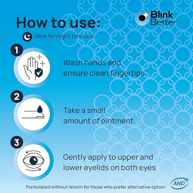 Lanolin Free Eyelid Ointment 10g – For Sensitive & Dry Eyelids - Hydrates, Nourishes & Soothes – Moisturising Care for Dry, Itchy, Red, Sensitive, Flaky Skin Around the Eyes