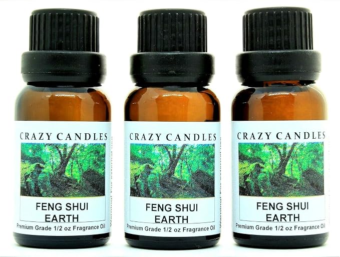 Crazy Candles Feng Shui Earth 3 Bottles 1/2 FL Oz Each (15ml) Premium Grade Scented Fragrance Oil (Promotes Nurturing, Caring Energy)