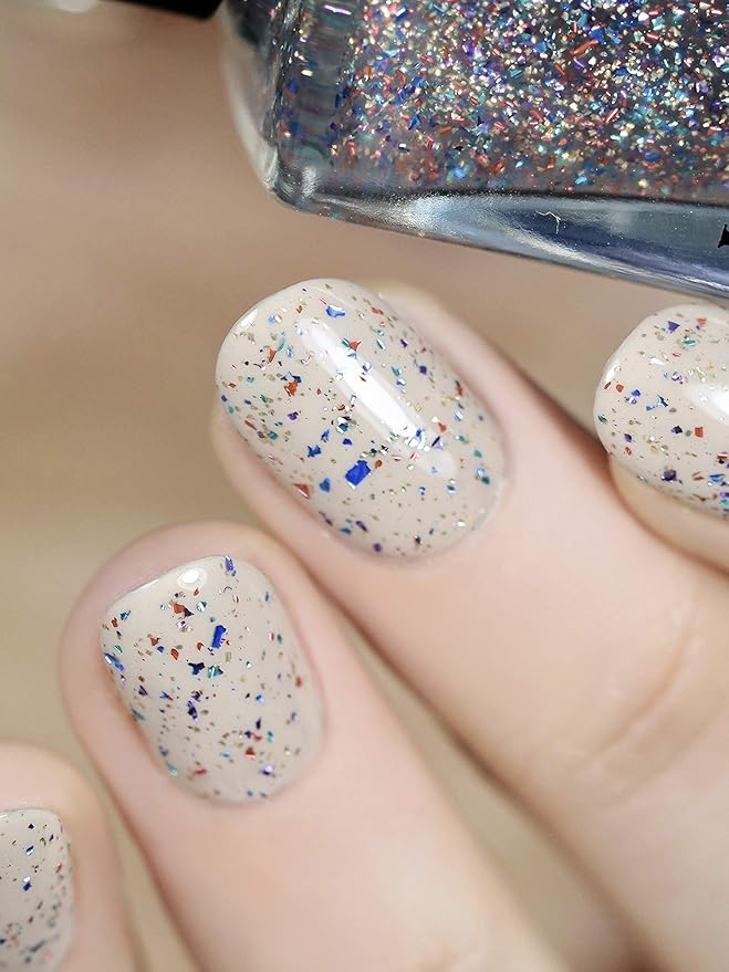 ILNP Confetti - Multi-Colored Metallic Flake Topper Nail Polish, Chip Resistant, 7-Free, Non-Toxic, Vegan, Cruelty Free, 12ml