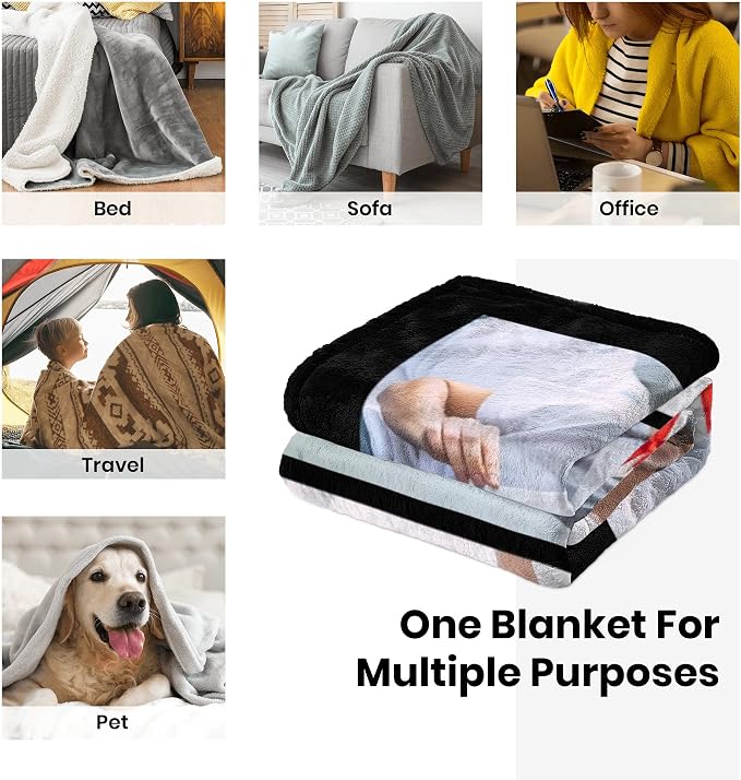 Custom Blanket with Photos, Personalized Throw Blanket | Customized Picture Blanket for Baby Mother Father Adult Friends Lovers Dog Pets, Personalized Gifts for Mom Dad from Daughter