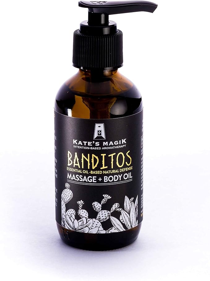 Banditos Natural Defense Protective Massage + Body Oil All Natural Essentail Oils in Sweet Almond and Avocado Oil 100% Pure Essential Oils Cinnamon, Clove, Eucalyptus, Rosemary.