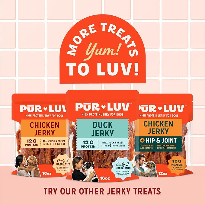 Pur Luv Salmon Jerky Dog Treats | Skin & Coat Support, Made with Real Salmon, Omega 3 & 6 Rich, Grain-Free, High Protein, Easily Digestible Natural Dog Treats