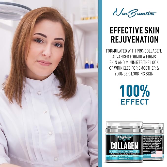 Neubeautics Collagen Cream For Face - Anti Aging Night Women Made In USA Wrinkle With Retinol Hyaluronic Acid Firming & Hydrating Effect Facial Cream, 50 ml (Neubeautics)