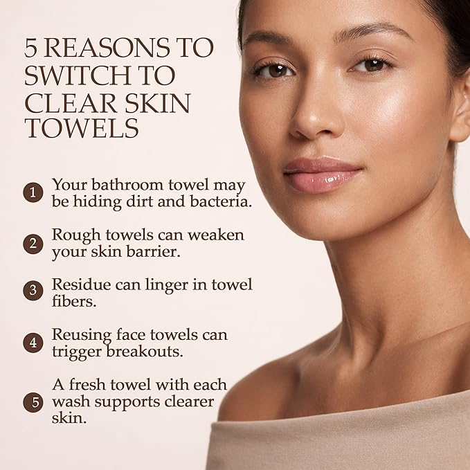 Dr. Nima's Clear Skin Towel, Organic Bamboo Face Towel, Physician Created Luxury Skin Care, Disposable Face Towel, Makeup Remover Dry Wipes, Ultra Soft, 1 Pack, 50 Ct