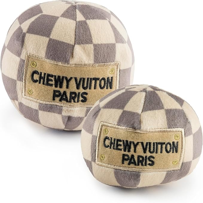 Haute Diggity Dog Chewy Vuiton Ball Plush Dog Toy, Designer Parody Toy