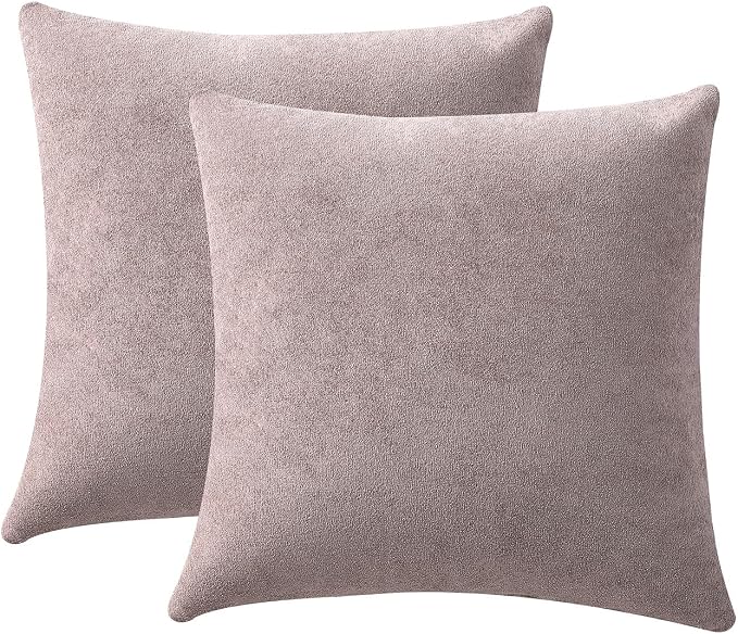 BEEY Throw Pillows with Inserts Included, 16x16 Inches Sofa Square Throw Pillows for Sofa Couch, A Pack of 2 Polyester Decorative Pillow Covers with Inserts for Living Room, Bedroom, Office (Flaxen)
