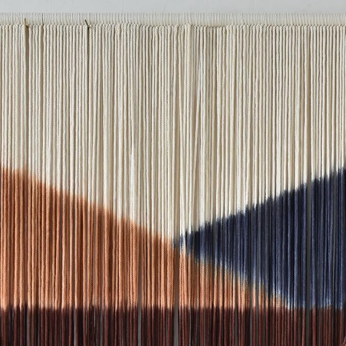 Jakalin Macrame Wall Decor Geometric Dip Dyed Tapestry Home Decor 57"x39" | Hand-dyed,Cotton Macrame Wall Art, Artisan Style, Boho Home Decor, Statement Piece,Craftsmanship Living Room, Bedroom, Office