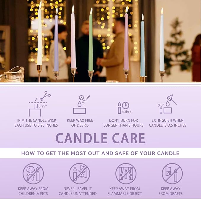4 PCS Scented Taper Candles Purple 10 inch Long Candle Sticks Soothing Lavender Fragrance Smokeless Tapered Candle for Wedding Decor,Festival and Special Occasions