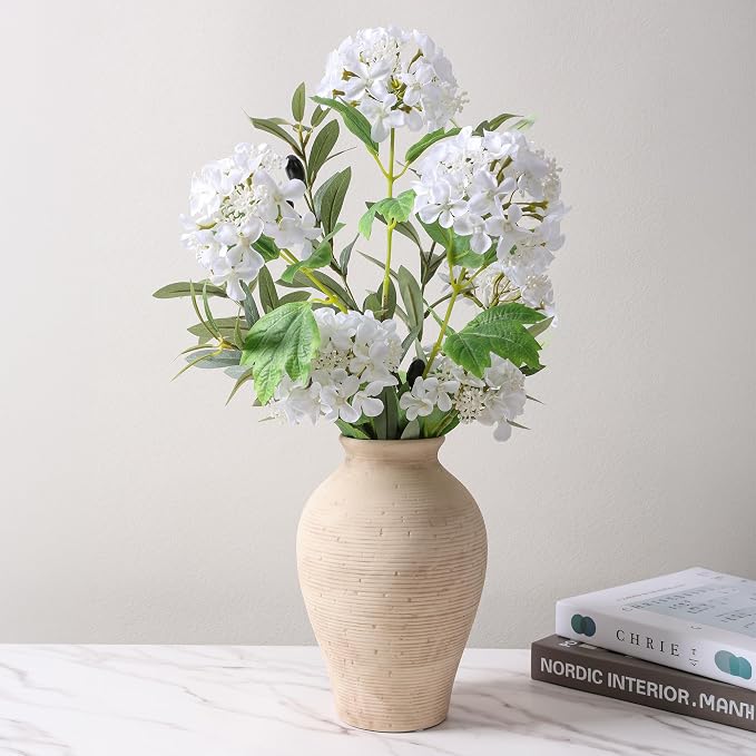 Ceramic Flower Vase Home Decor, 9 in Farmhouse Table Vase Retro Vintage Living Room Kitchen Bedroom Decoration Pottery Decorative Vases for Flowers Shelf Office Coffee Desk Dining Entryway, Rustic
