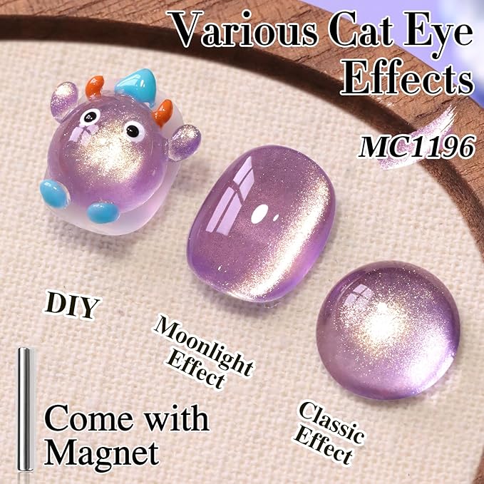 Double Rhythm 15ML Jelly Glass Cat Eye Gel Polish with Magnet Holographic Glitter Shimmer Translucent Sheer Color Salon Soak Off Magnetic Nail at Home (Blue Purple-MC1196)
